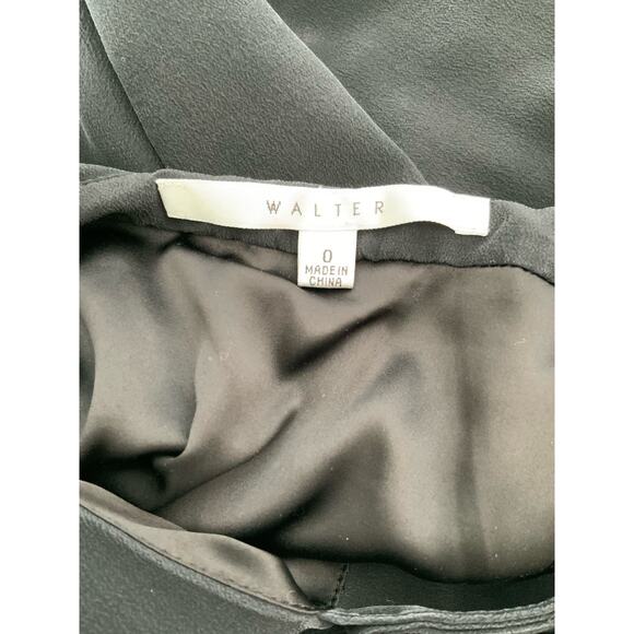 Walter Baker Silk Black Midi Dress Open Back Bow Detail Cocktail Party Size 0 XS - Picture 11 of 15